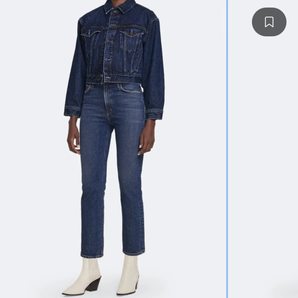 Agolde Wilder Mid Rise Ankle Cut Straight Fit Jean - Picture 2 of 4